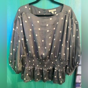 Polkadot Peplum Plus Size Satin Blouse Top NEW WITH TAGS XXL